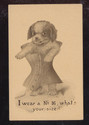Cute Dog in Corset Antique A/s Comic Dog Postcard-