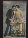 1910 Romantic Man & Lady Flowers PHOTO~ *SHABBY Co