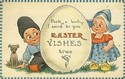 Dutch Children Dog & Easter Egg Vintage Postcard-V