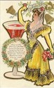 Pretty Lady Makes Toast Antique New Year Postcard-