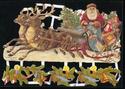Victorian Santa Claus in Sled with Reindeer Die-Cu
