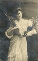 Lady in FRILLY Dress Flowers RPPC Photo Postcard-f