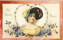 Pretty Lady Antique Tuck Valentine Day Postcard-kk