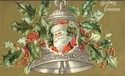 Santa Claus in Bell Embossed Christmas postcard -e