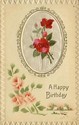 Embroidered Silk Postcard- Happy Birthday Flowers-