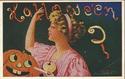 OLD HALLOWEEN POSTCARD,PRETTY LADY APPLE--A/s WALL