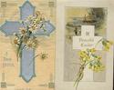 Lot of 2 Pretty Easter Cross & Flowers Postcards-b