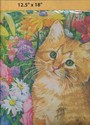 PRETTY CAT kitten WITH  FLOWERS GARDEN FLAG BANNER