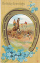 Horseshoe & Scene with Flowers Greeting Postcard-p