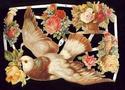 Bird & Flowers Victorian Die-Cut Scrap Sheet-kk580