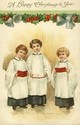Antique Christmas Postcard, Trio of Choirboys -ee3