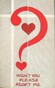 Vintage Question Mark Valentine postcard-Adopt Me-