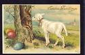 Bunny Rabbit Kisses Lamb Vintage Easter Postcard-n