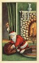 Child Peeks at  Santa Claus Christmas Postcard-ee3