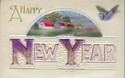 Fancy  Embossed Airbrush Happy New Year Postcard-e