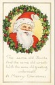 Happy Santa Claus in Wreath Christmas Postcard-ii4