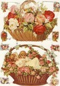 Flower Baskets Victorian Die-Cut Scrap Sheet -sc22