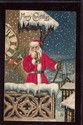 Patriotic SILK Santa Claus American Flag Postcard-