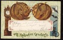 ODD ~SCARY HAIRY PUMPKINS~1909 HALLOWEEN POSTCARD-