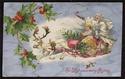 Old World White SANTA CLAUS in Sleigh Postcard-ee3