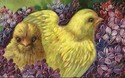 Fancy Embossed Easter Chicks & Flowers Postcard-hh