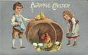 Easter Greetings Postcard CHILDREN & CHICKS -i659