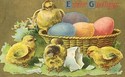 Pretty Easter Chicks & Basket of Eggs Postcard-ff8