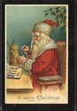 Santa Claus in Workshop Painting Toys Postcard-nn7