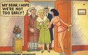 Company Came Too Soon Funny Comic Linen Postcard-W