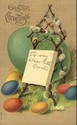 Pretty Easel with Easter Flowers & Eggs Postcard-d