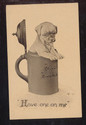 Cute Dog in Beer Mug Antique A/s Comic Dog Postcar