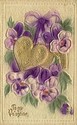 Fancy Embossed Heart & Flowers Valentine Postcard-