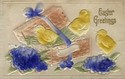 Fancy Embossed Chicks Airbrushed Easter Postcard-e