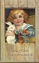 Cute Child & White Bunny Rabbit Easter Postcard-cc