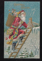  Santa Claus on Ladder & Toys Christmas Postcard-p