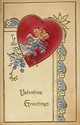 Heavy Embossed Heart & Flowers Valentine Postcard-