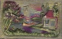 Fancy  Embossed Airbrushed Scene Postcard-dd733