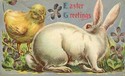 Bunny Rabbit & Chick Embossed Easter Postcard-hh28