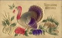 Fancy Embossed Thanksgiving Turkey Fruit Postcard-