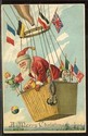 Patriotic Santa Claus in Hot Air Balloon Postcard-