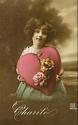 Little Girl CHARITE HEART RPPC PHOTO Postcard-O678