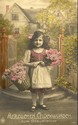 Little Girl & Flower Baskets RPPC Photo Postcard-f