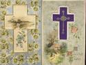 Lot of 2 Winsch Silk Easter Cross Scene Postcards-