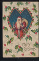 Santa Claus in Heart & Holly Christmas Postcard-pp