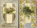 Lot of 2 Winsch Silk Easter Cross Scene Postcards-