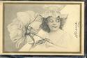 Vintage Art Nouveau Lady & Flowers Postcard-T126