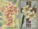 Lot of 2 Pretty Easter Cross & Flowers Postcards-b