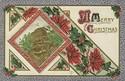 Santa Claus & Holly Embossed Christmas Postard-hh3