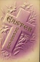 Easter  Cross & Flowers Embossed  Postcard-W25