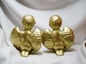 BEAUTIFUL PAIR OF 18 KT GOLD PAINTED CHERUB RELIQU